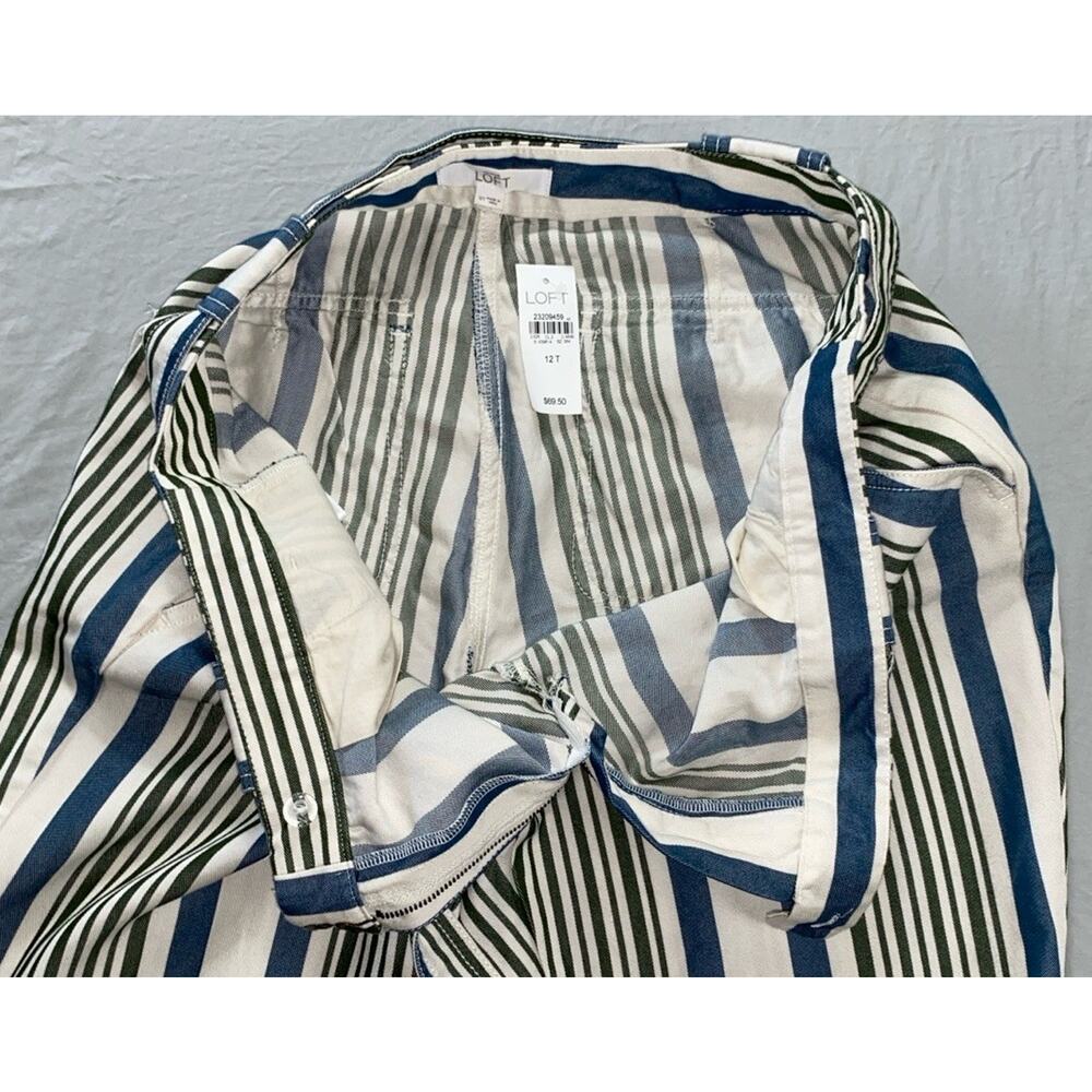 Ann Taylor Loft Belted Paperbag Pants. Striped Ivory, Women's 12T Tall. NWT!! - Picture 6 of 9
